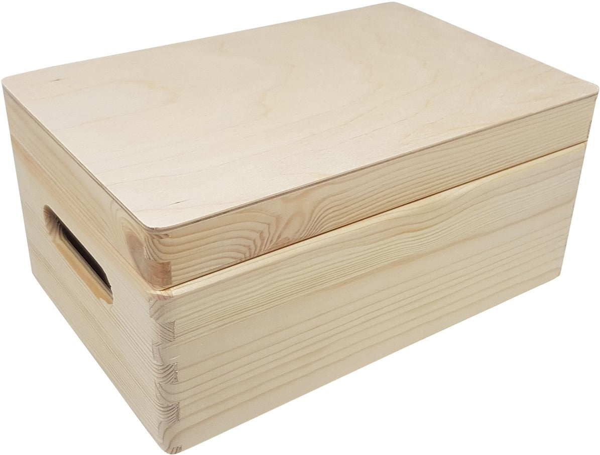Grenen Opbergkist met Klepdeksel 30x40x13,5 cm