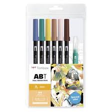 Tombow ABT Dual Brush pen set 6 st Manga Vogel