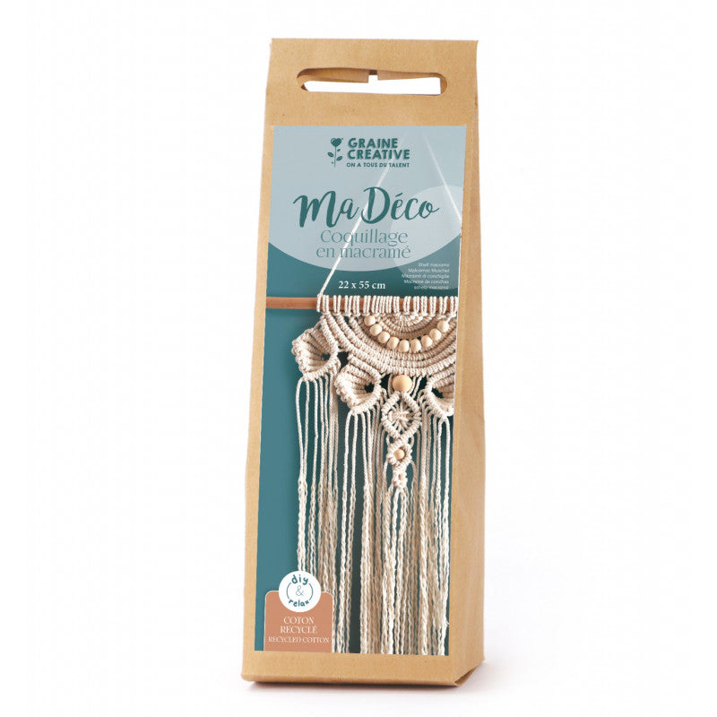 GC Makramee-Set Wandbehang Muscheln Ecru 22x55 cm