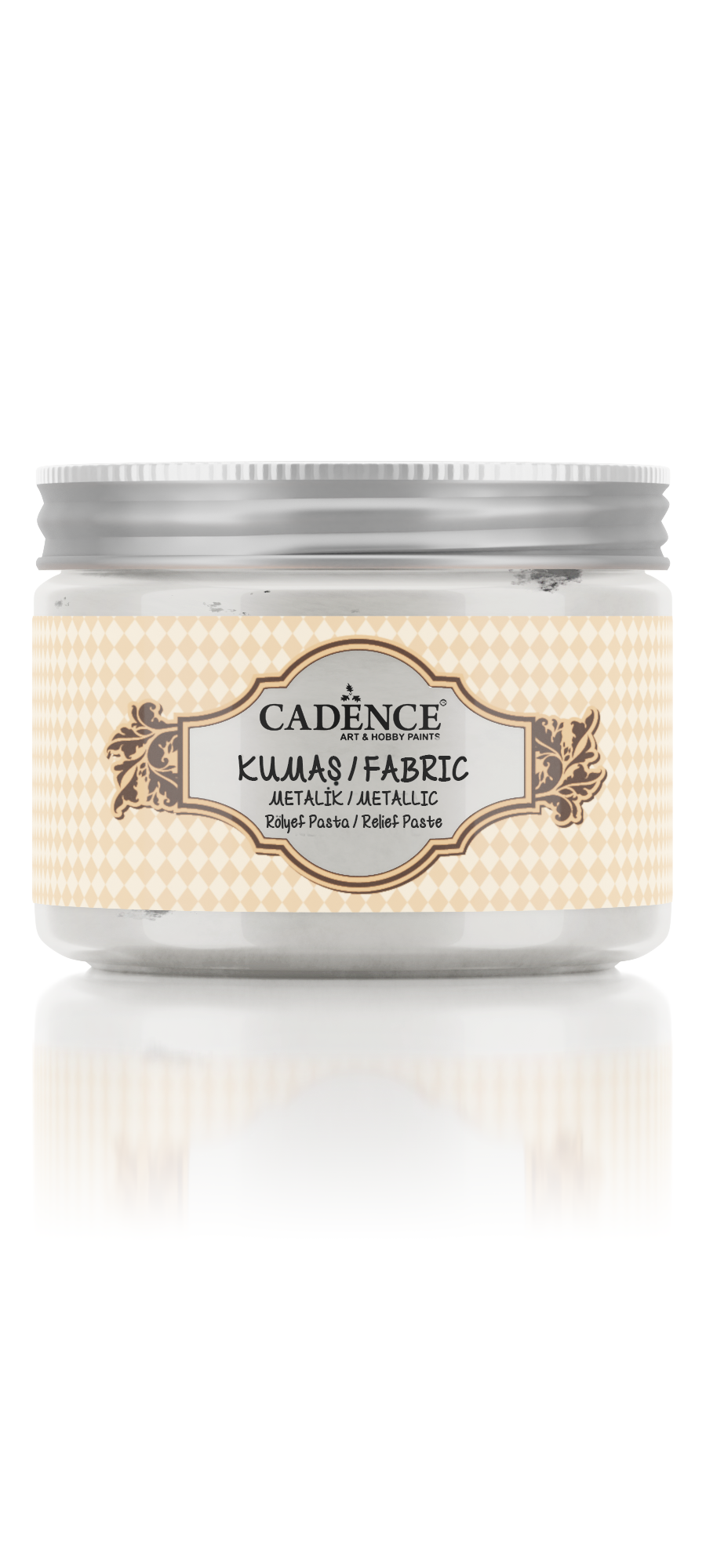 Cadence Textile Metallic Relief Paste 150 ml Pearl