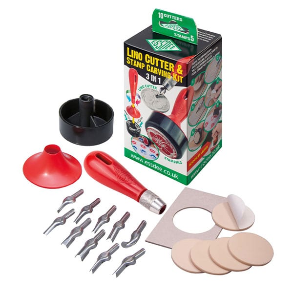 Essdee 3-in-1 Linolschnitt Stempel-Set 10 Schnitzmesser