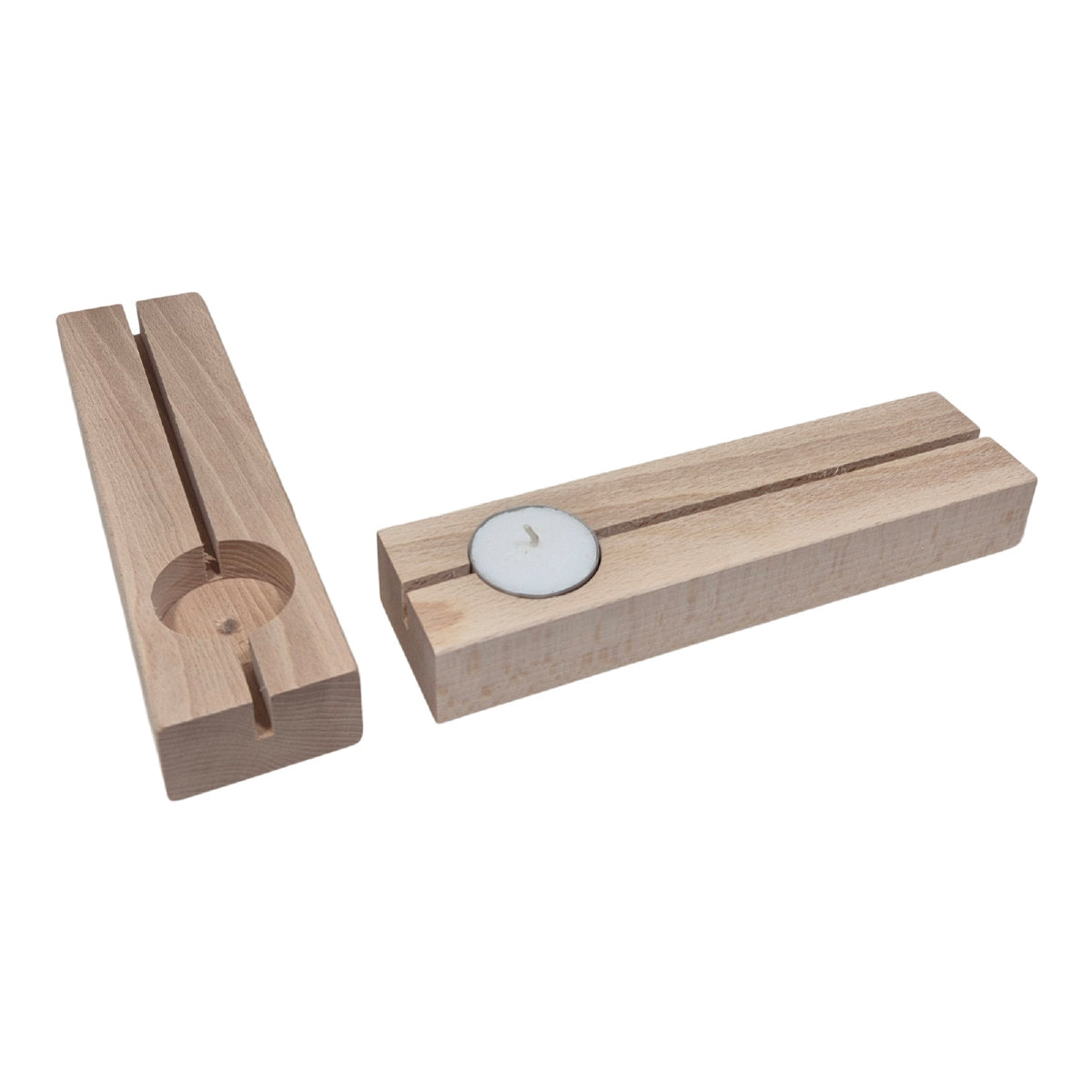 Kartenhalter mit Teelichthalter Buche A4