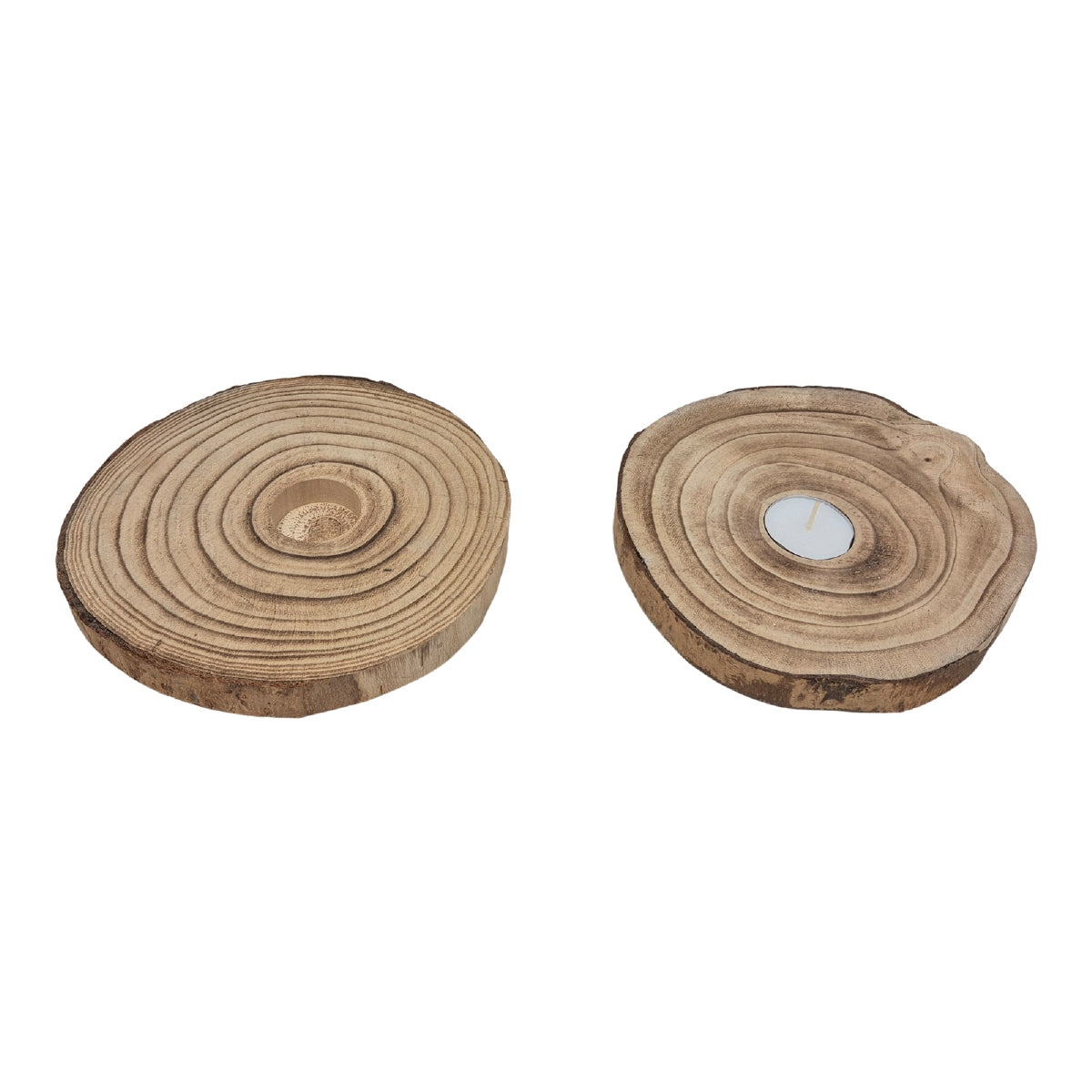 Log Slice Branded with Tealight Holder Dia 20 cm