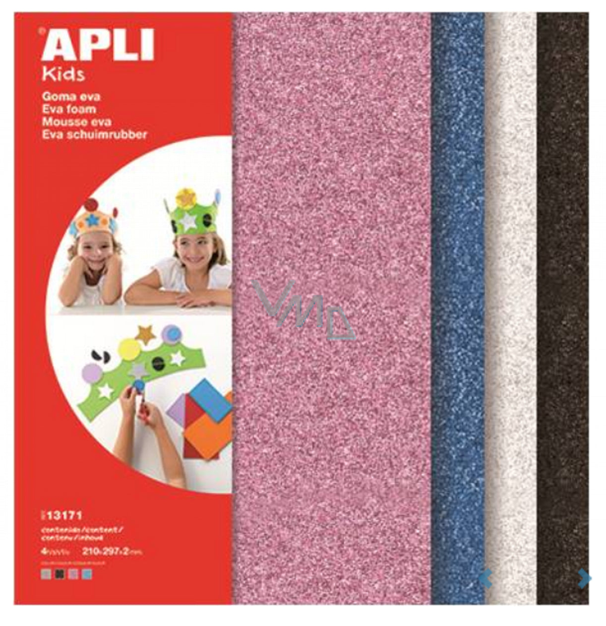 Apli EVA Glitterfoam - A4 - Wit Zwart Rood en Blauw - 4 vel