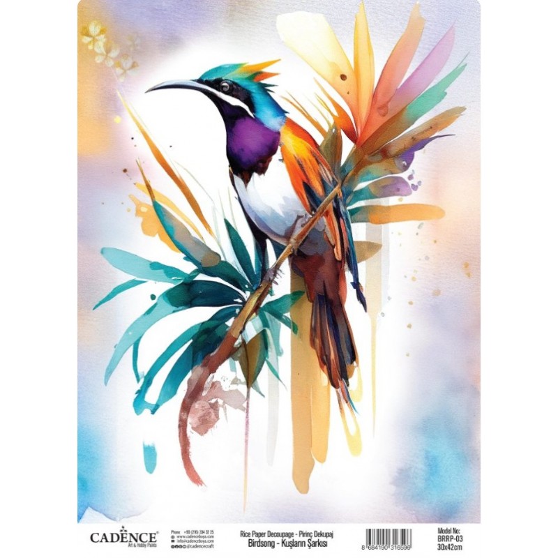 Cadence Birdsong Rijstpapier 30x42 cm Tropische vogel