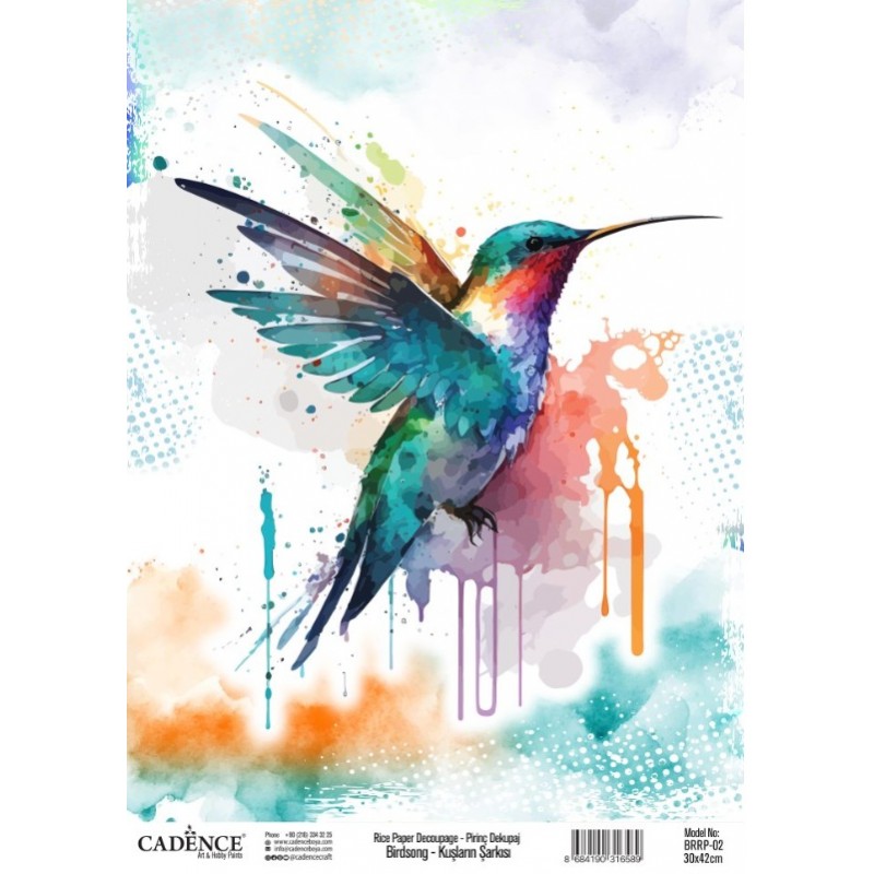 Cadence Birdsong Rice Paper 30x42 cm Hummingbird