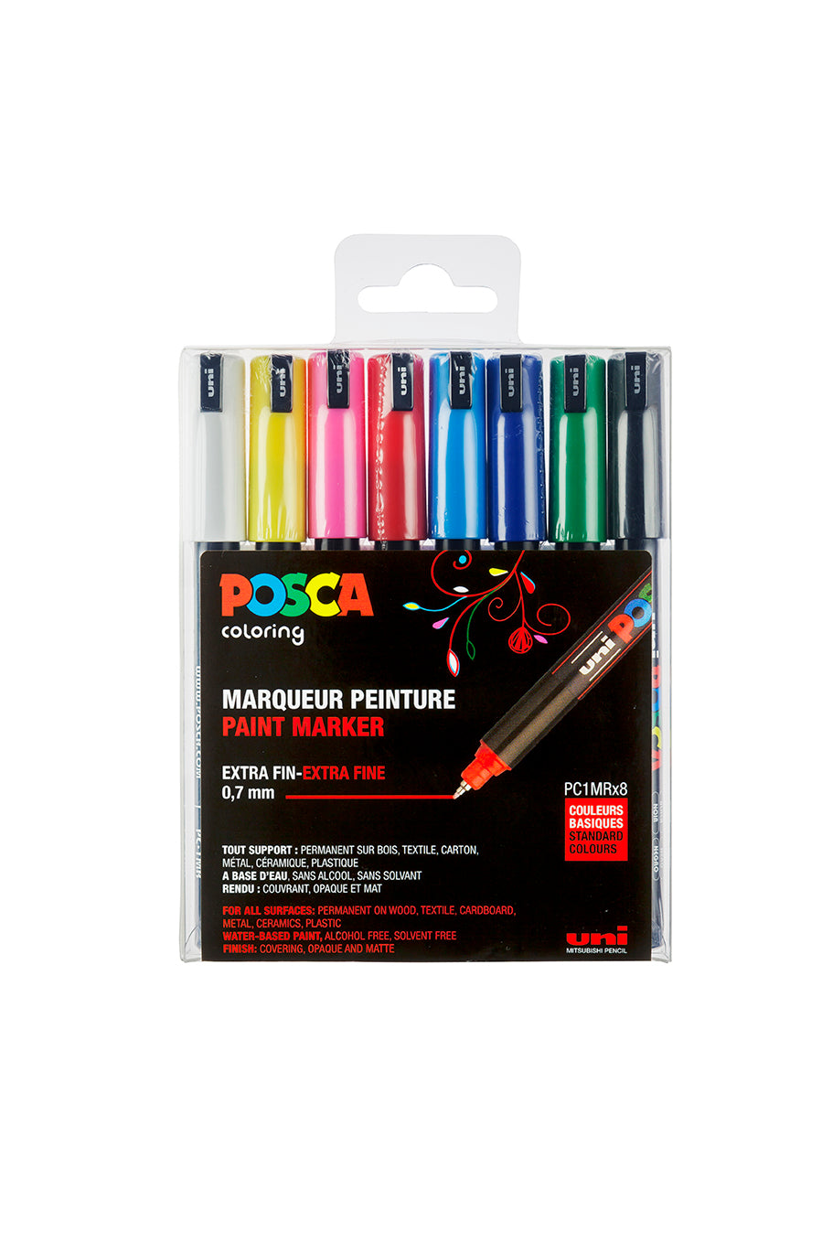 Uni Posca Verfmarker 8 Set 1MR Basis