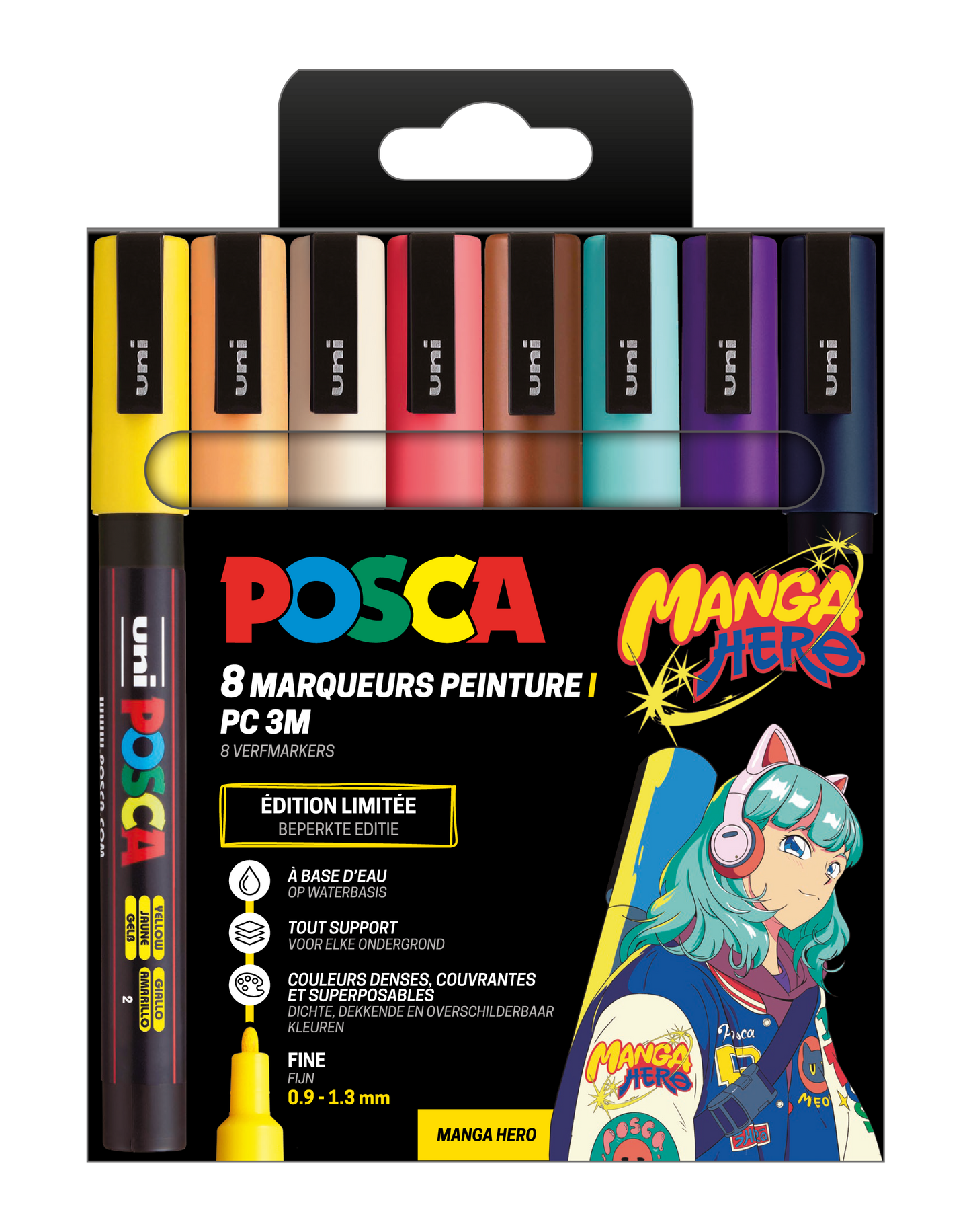 Uni Posca Marker PC3M Set 8 Stück Manga Hero