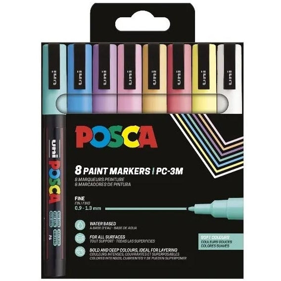 Uni Posca Markers PC3M Set Zachte Kleuren 8 stuk
