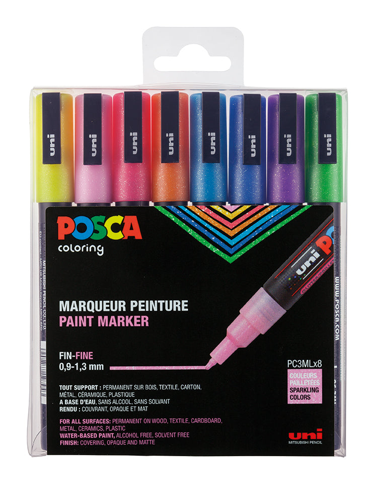 Uni Posca Lackmarker 8er Set 3M Glitter