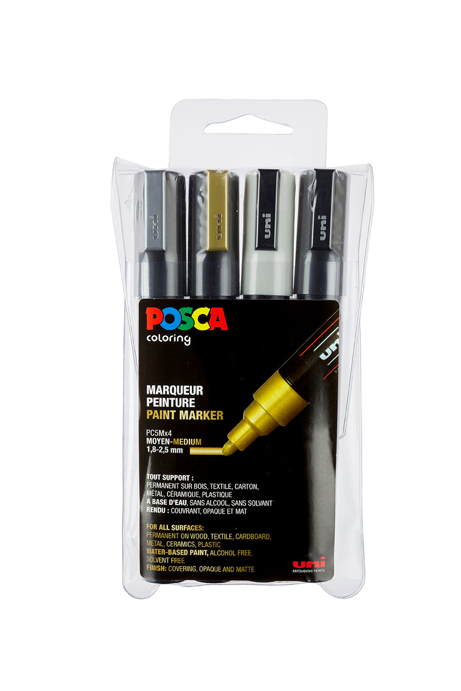 Uni Posca Farbmarker 4er Set 5M Metallic