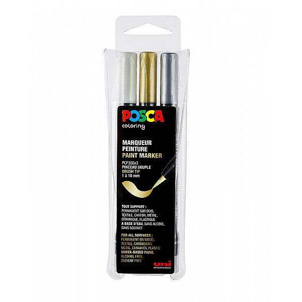 Uni Posca Pinsel 3er Set F350 Metallic