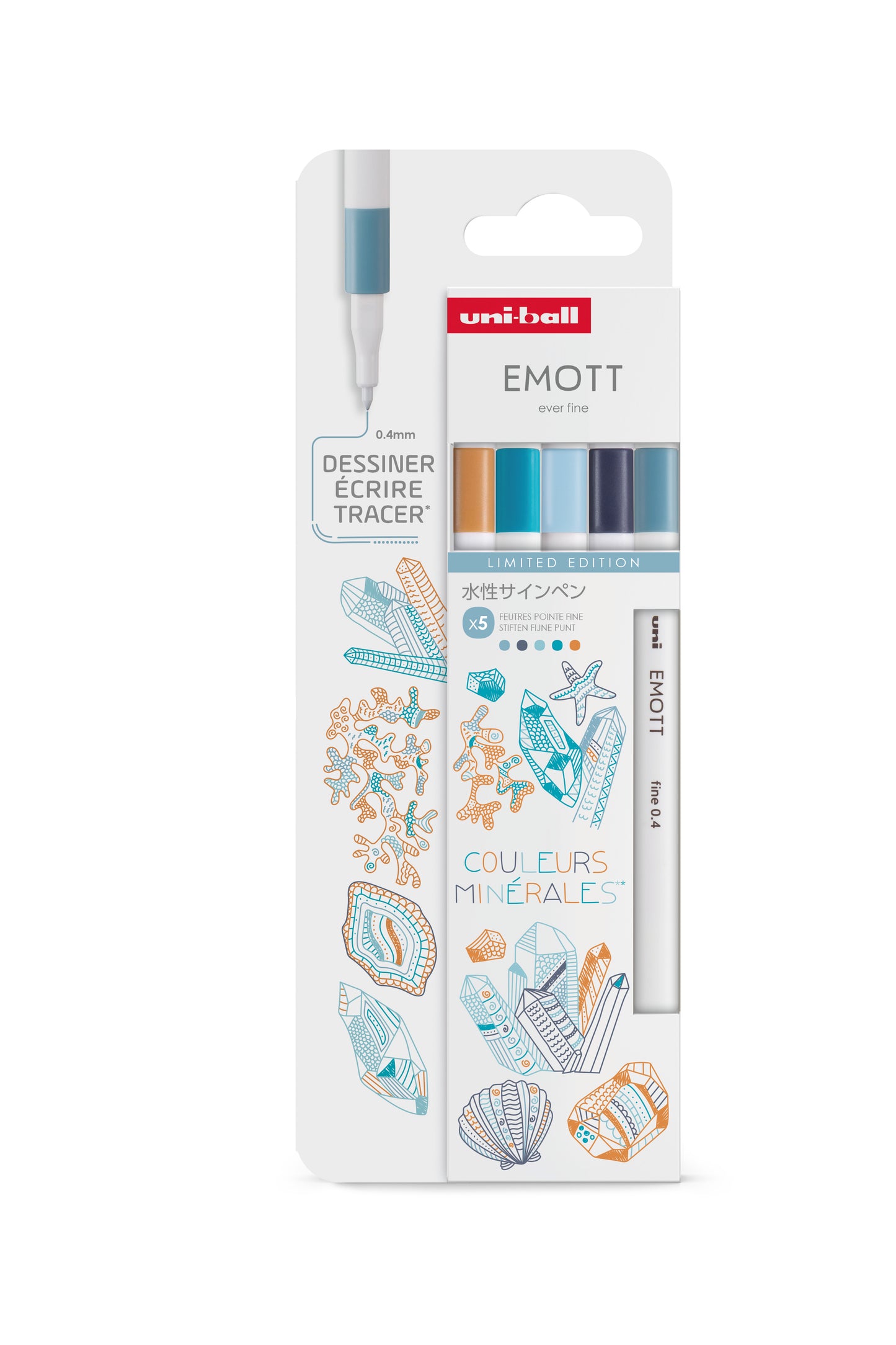 Uni Emott Fineliner Set 5 Pieces Pastel Kawaii