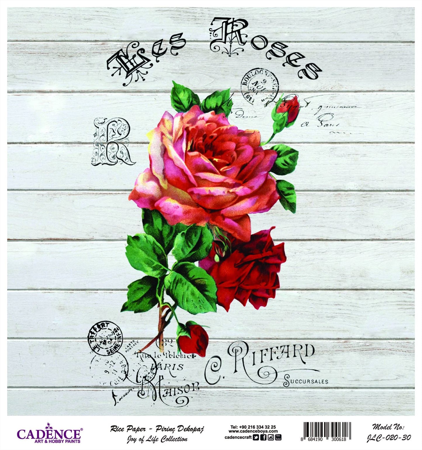 Cadence Reispapier Decoupagepapier Joy of Life 020 30x32 cm Les Roses