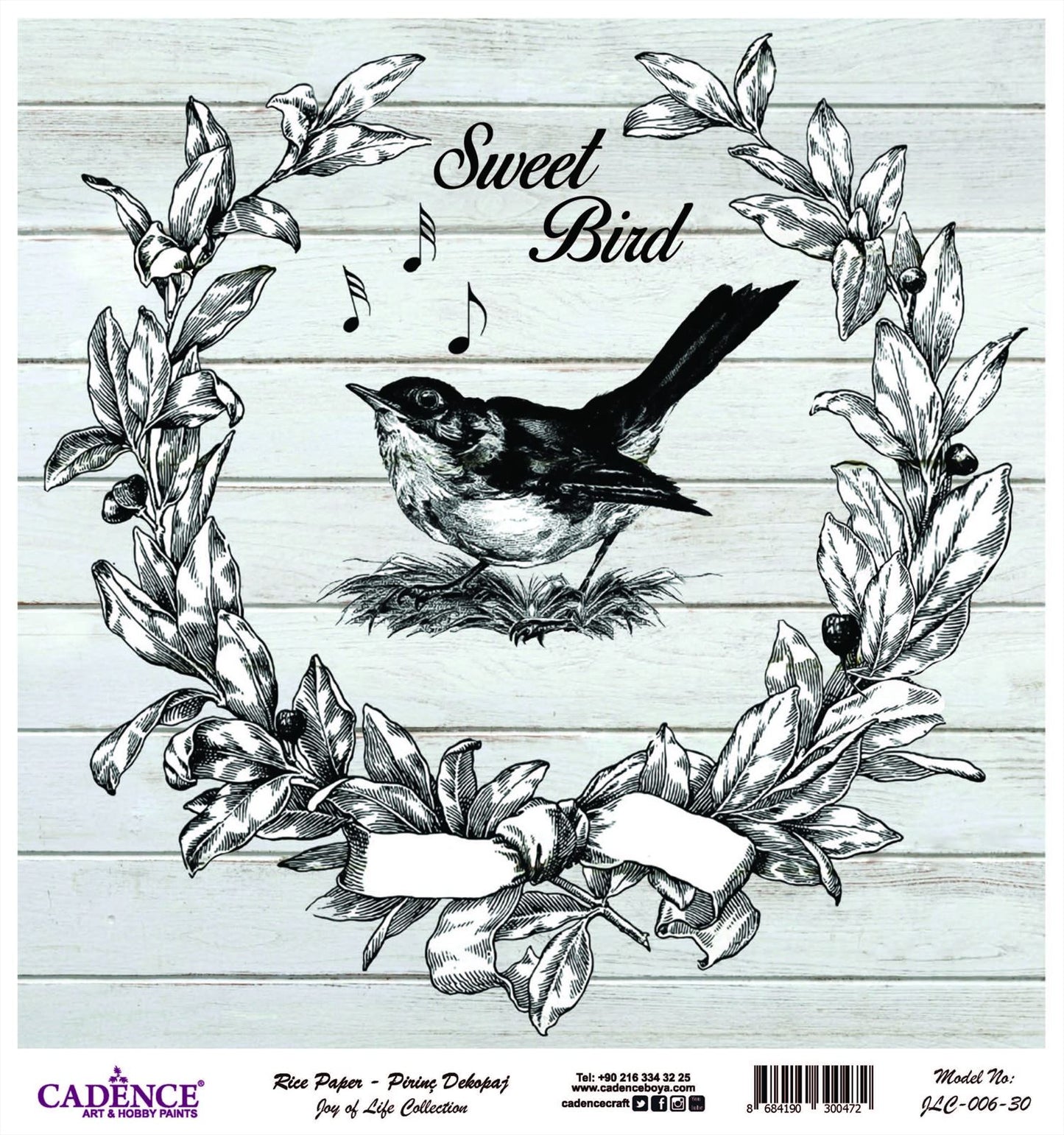 Cadence Rijst Decoupagepapier Joy of Life 006 30x32 cm Sweet Bird
