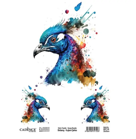 Cadence Birdsong Textiltransfer 25x35 cm Pfau