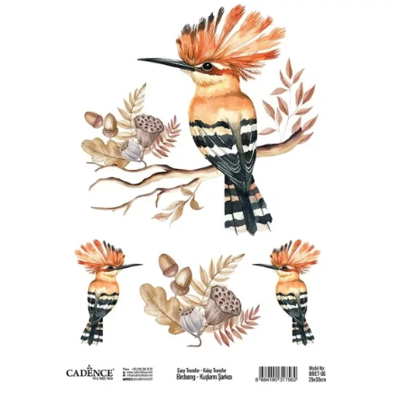 Cadence Birdsong Easy Transfer 25x35 cm Vogel met kuif