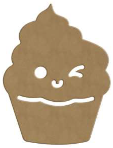 Gomille MDF Figur Kawaii Cupcake 12x16 cm