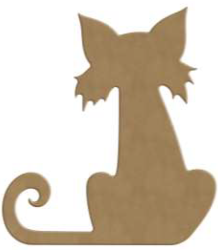 Gomille MDF Figuur Halloween Kat 14x16 cm