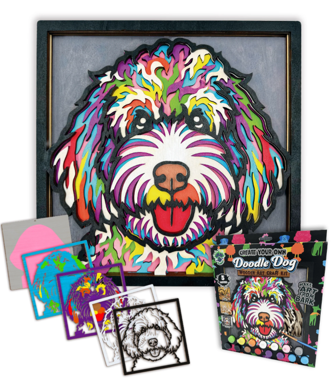 Splat Planet Wood Art Set Doodle Hond 27 x 26 x 3,5 cm