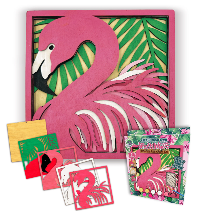 Splat Planet Wood Art Set Flamingo 27 x 26 x 3,5 cm