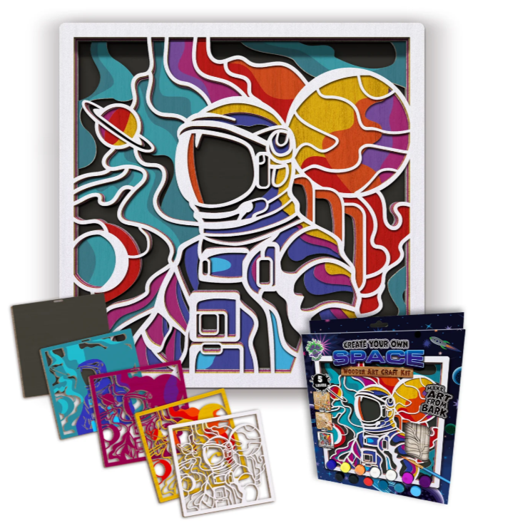 Splat Planet Holz-Kunst-Set Weltraum 27 x 26 x 3,5 cm