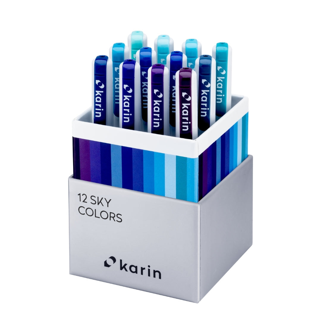 Karin Realbrush PRO Aquarelmarkers Set 12 kleuren Sky