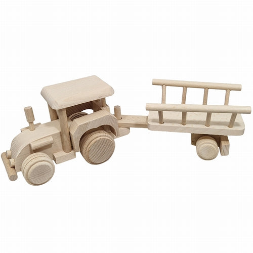 Wooden Tractor with Trailer 34x8.4x10.5 cm