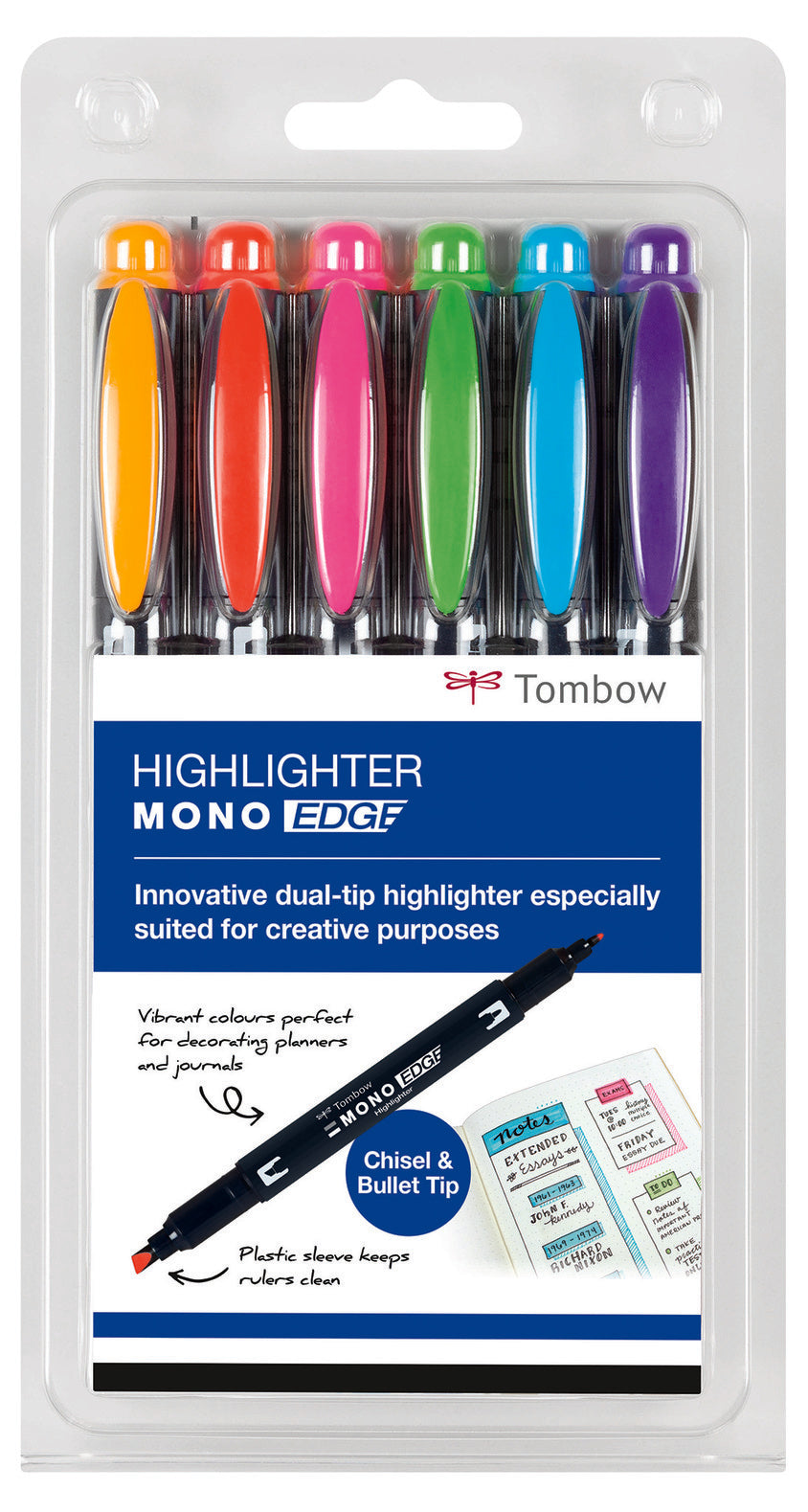 Tombow Mono Edge Highlighter Set of 6