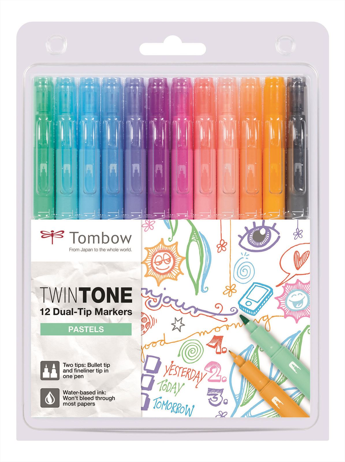 Tombow Dual-tip Markers TwinTone Set 12 stuks Pastels