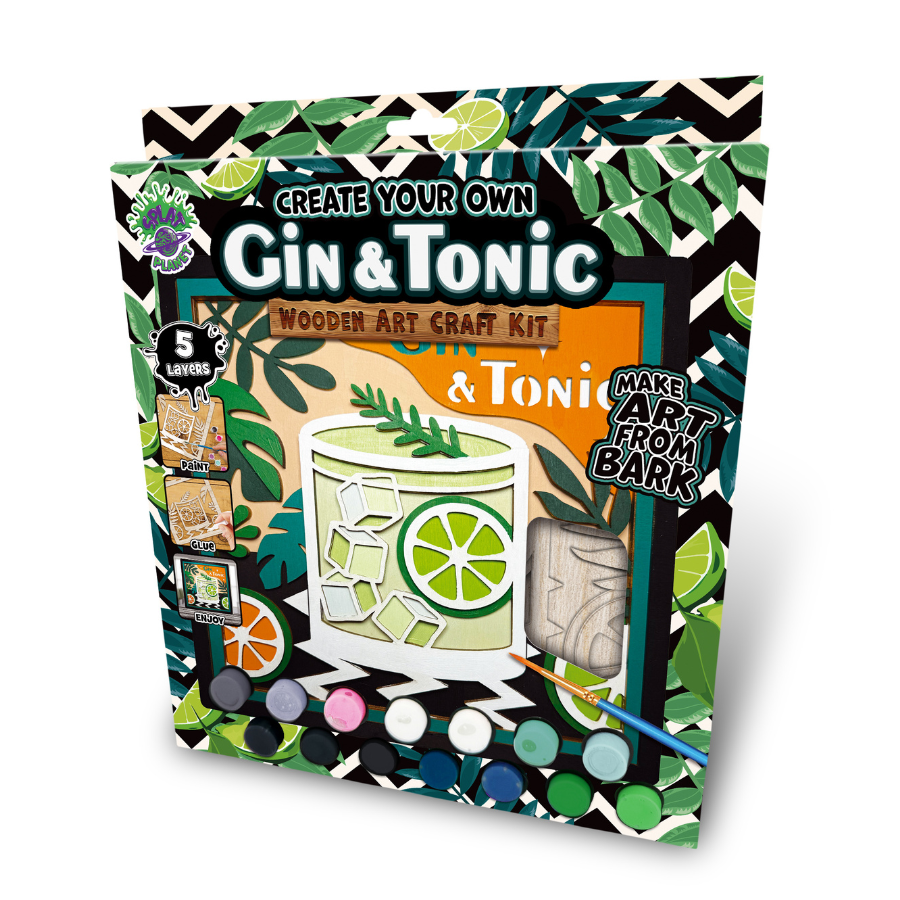 Splat Planet Wood Art Set Gin & Tonic 27 x 26 x 3.5 cm