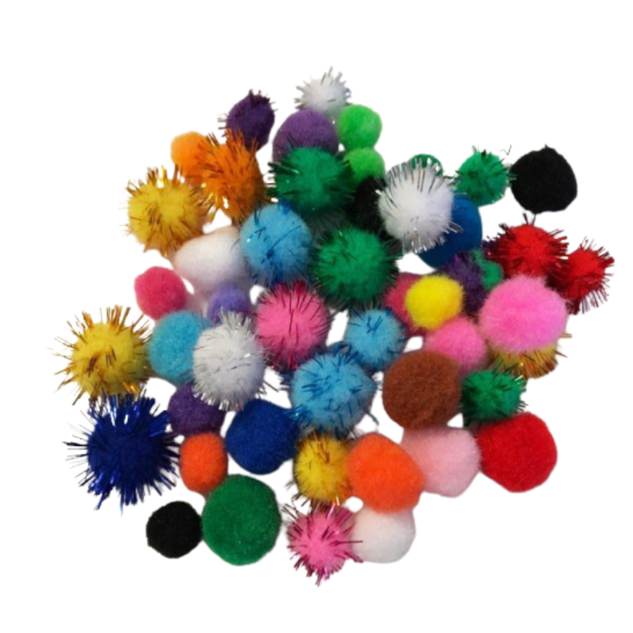 Mega PomPom Set Multigekleurd 50 stuks