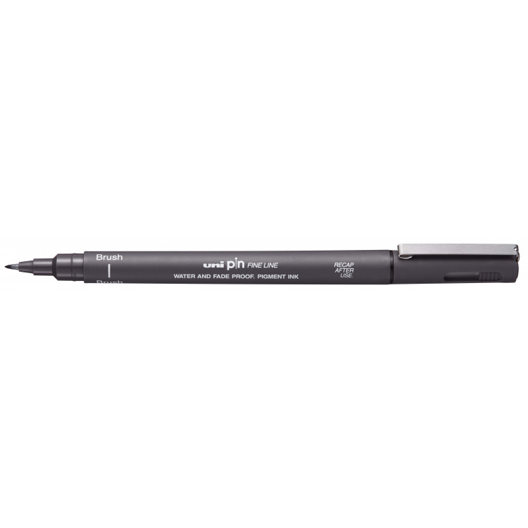 Uni Pin Fineliner Brush Pen Dark Grey