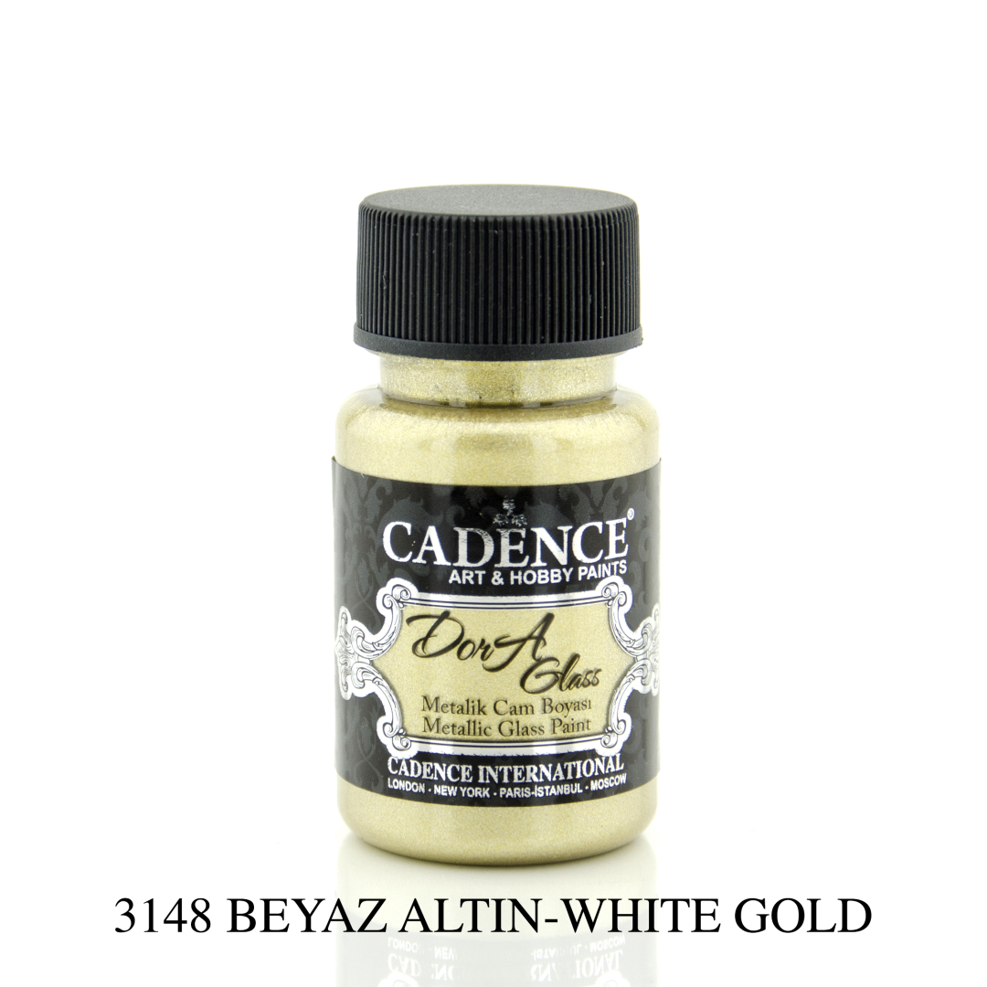 Cadence Dora Metallic Glass Paint 50 ml White Gold