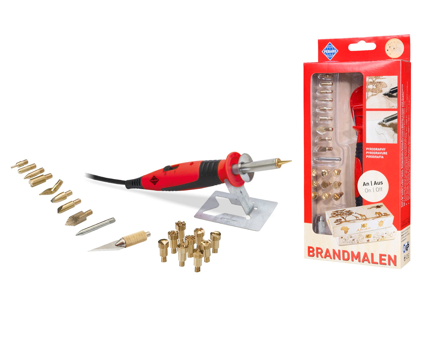 Pebaro Houtbrander set Deluxe 20 Opzetstukken met Aan/Uit Schakelaar