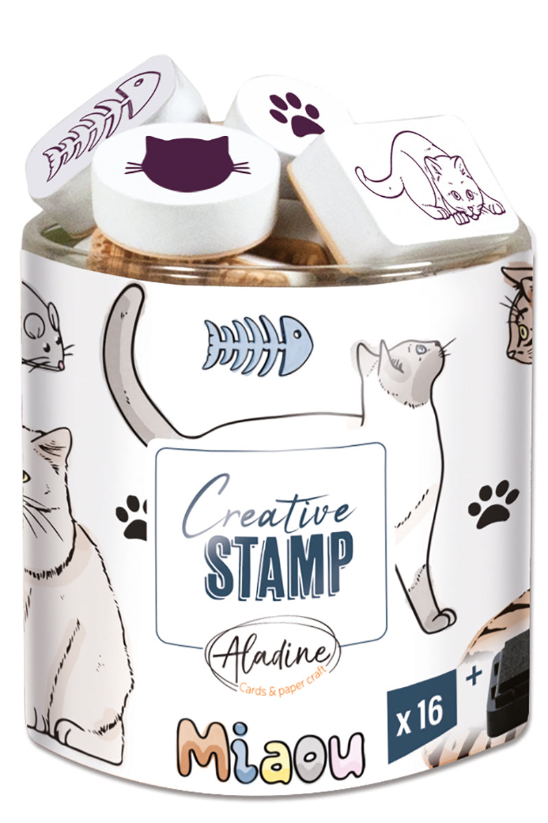 Aladine Stampo Stempelset Katzen 15 Stück
