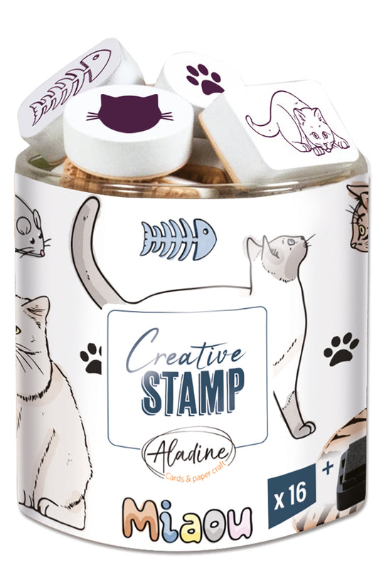Aladine Stampo Stempelset Katzen 15 Stück