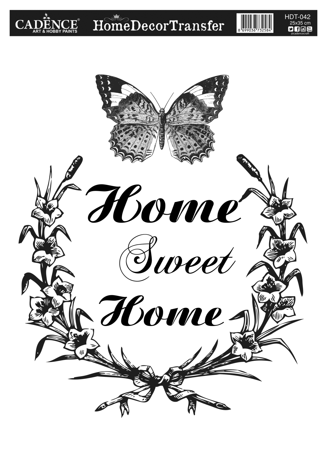 Cadence Home Deco Transfer HDT-042 25x35 cm Home Sweet Home