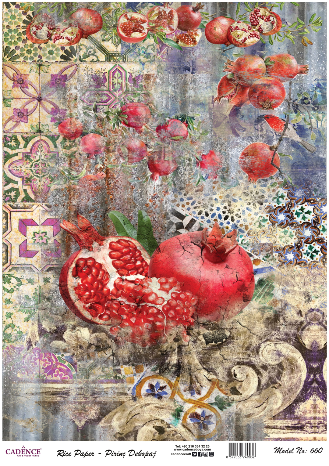 Cadence Rijst Decoupagepapier 660 30x42 cm Granaatappel