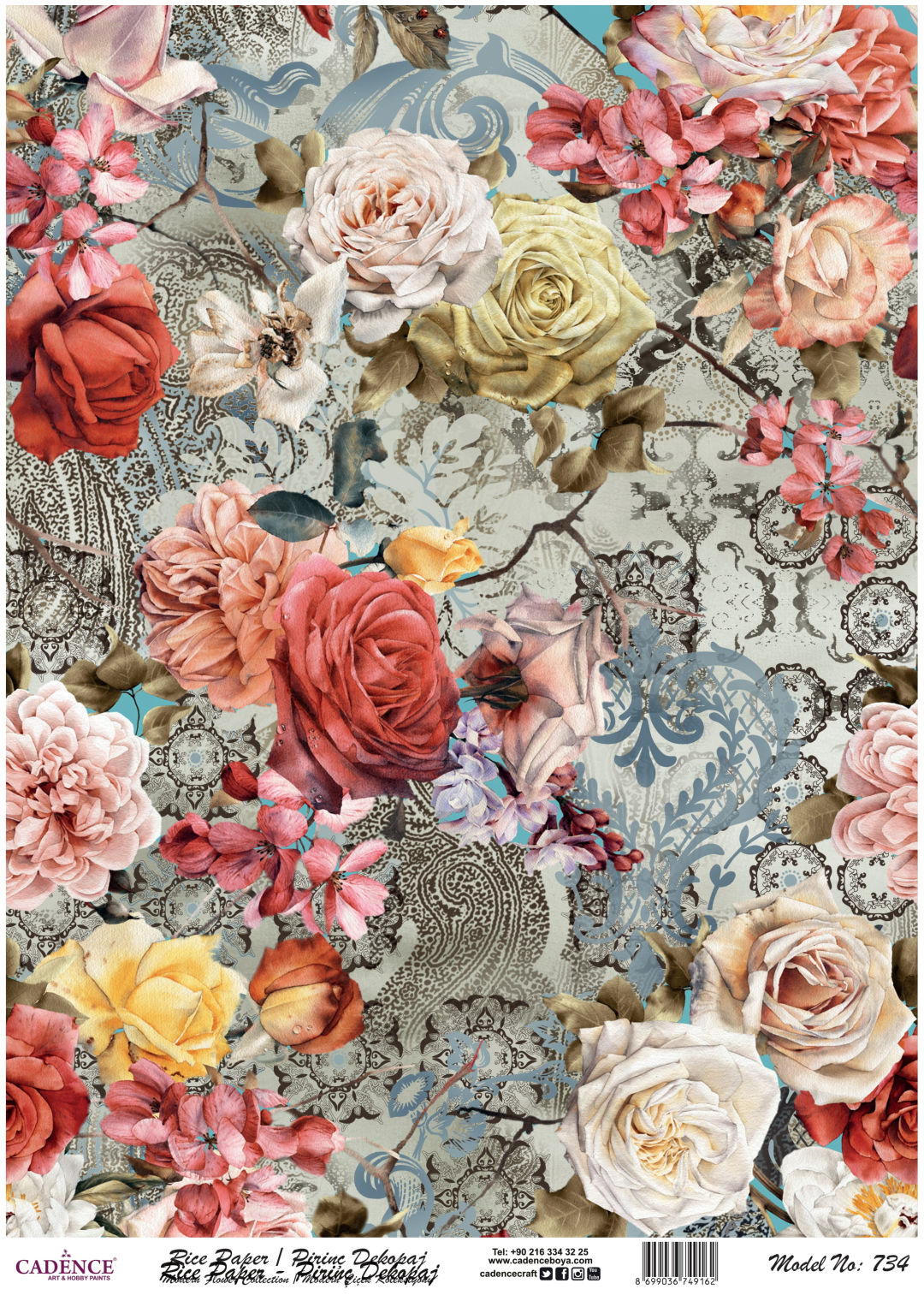 Cadence Rijst Decoupagepapier 734 30x42 cm Bloemen