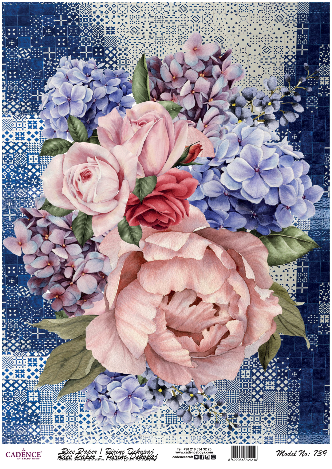 Cadence Rice Decoupage Paper 739 30x42 cm Large Bouquet