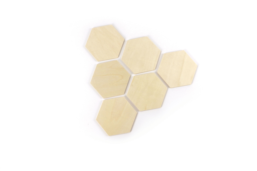 GC Wooden Hexagons 9.9x8.6x0.4 cm 6 pieces