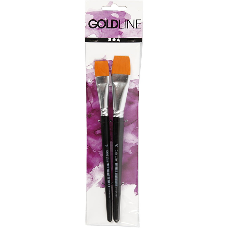 CC Gold Line Acrylic Brushes Flat Set 2 pieces