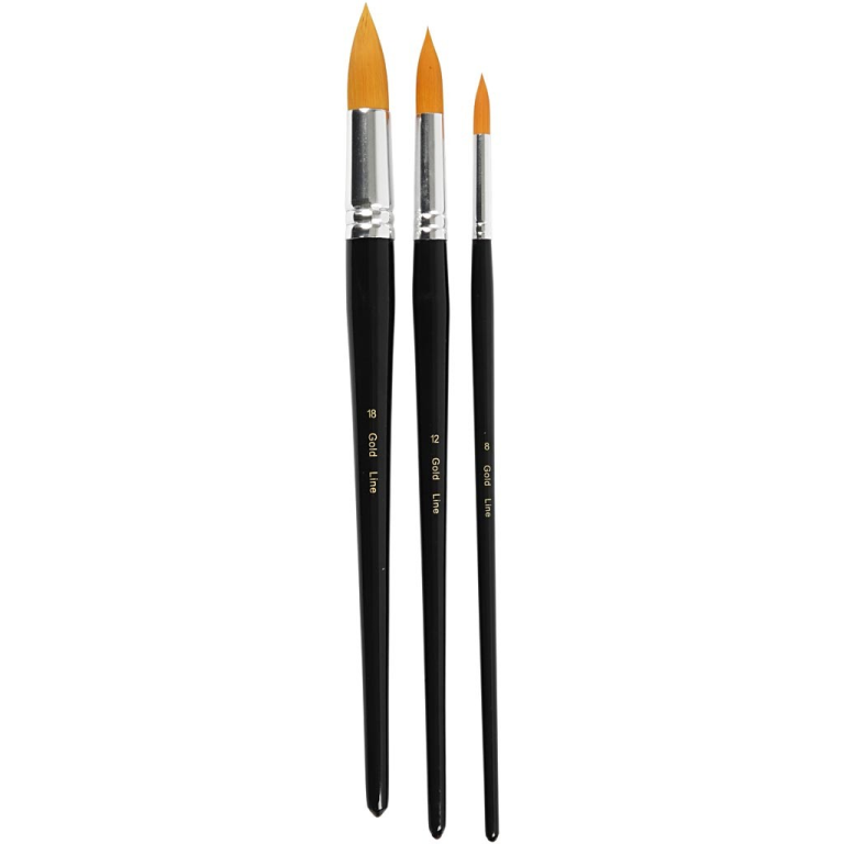 CC Gold Line Acrylic Brushes Round Set Large 3 pieces