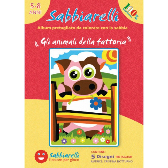 Sabbiarelli  Zandschilderen Album Boerderijdieren 15x20 cm 5 stuks