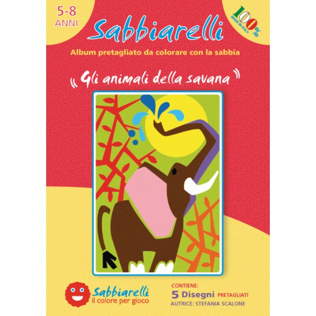 Sabbiarelli Sands Painting Album Savannen Tiere 15x20 cm 5 Stück