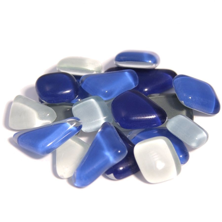 Soft Glas Polygonal Helder Mix Blauw 100 gr