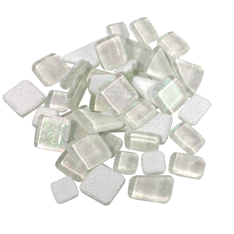 Soft Glass Polygonal Glitter Snow White 100 gr