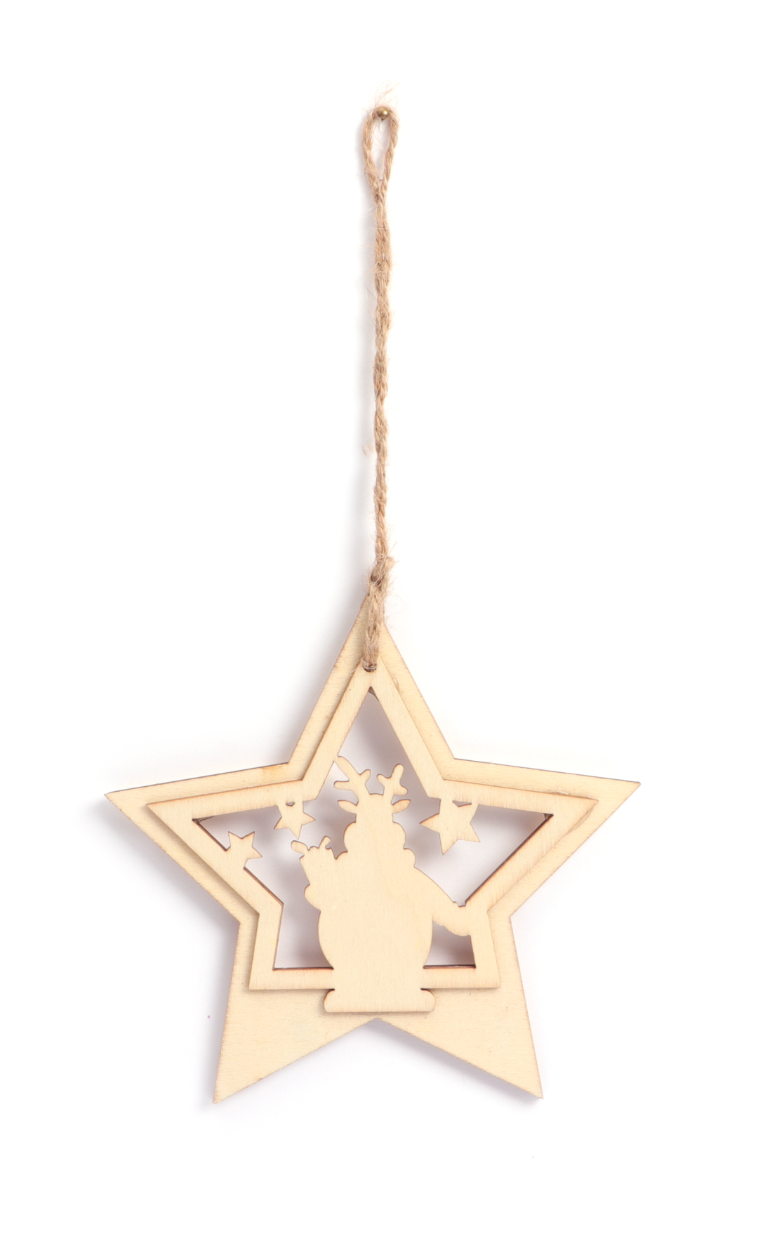 GC Wooden Hanger Star Reindeer 13x11 cm