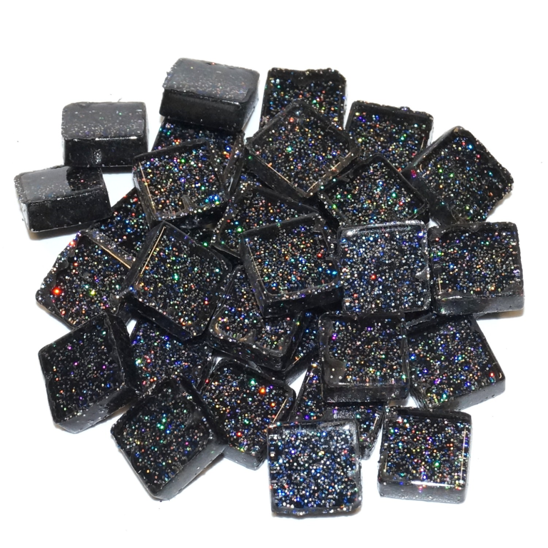 Soft Glas Vierkant Glitter Zwart 100 gr